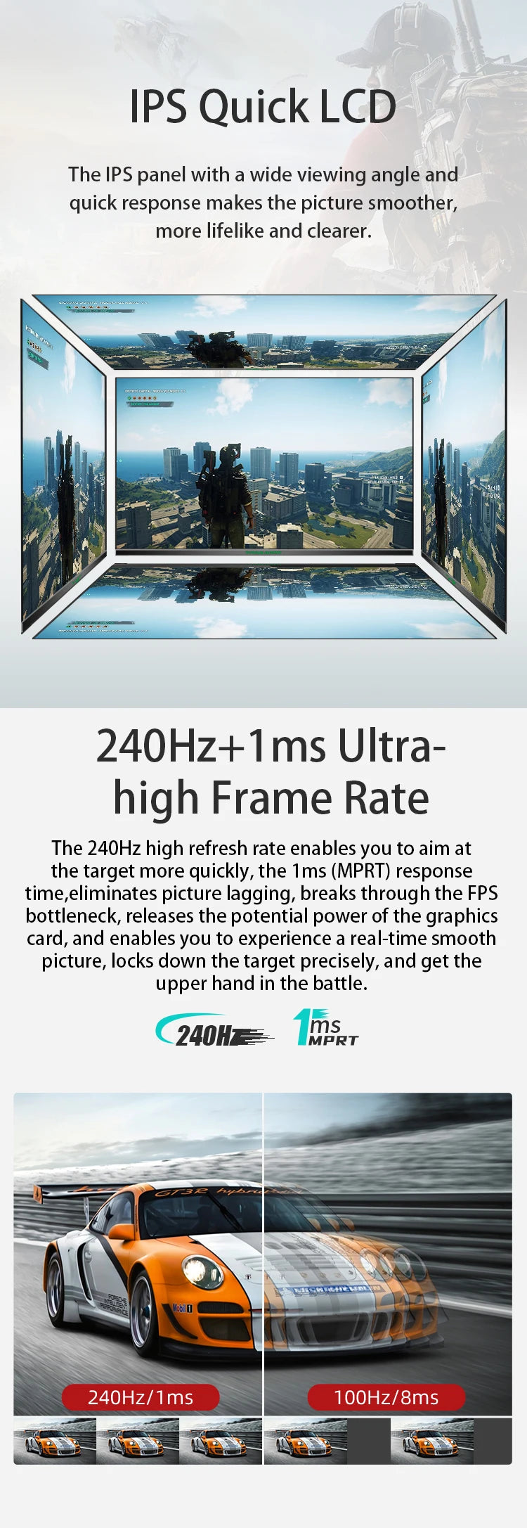 TITAN ARMY 27 inch FHD 240Hz FAST IPS  1ms response computer game monitor colorful backlight rotary lifting base