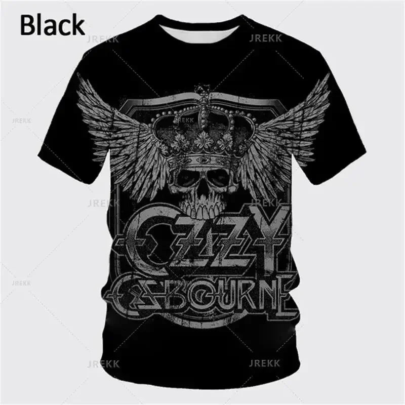 2024 Summer Pop Ozzy Osbourne Punk Band Rock Band 3D Printed T-shirt Creative Rapper Fashion Short Sleeve Casual Street Wear 6XL