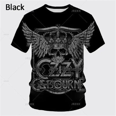 2024 Summer Pop Ozzy Osbourne Punk Band Rock Band 3D Printed T-shirt Creative Rapper Fashion Short Sleeve Casual Street Wear 6XL