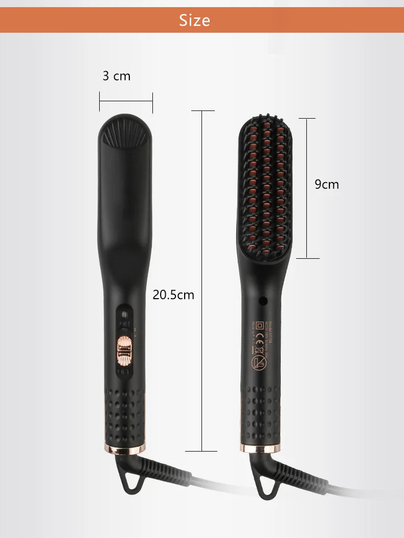 Electric Beard Heated Brush Kit Hair Straightener Straightening Men Quick Styler  Beard Comb Electric Comb For Hair