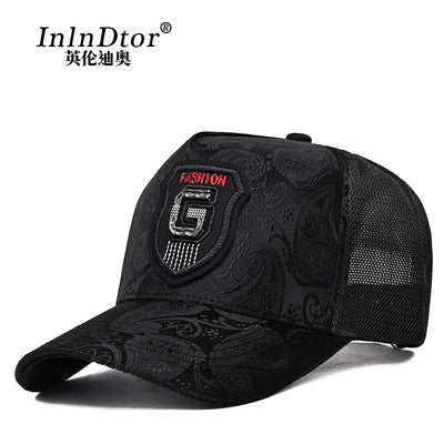 2024 Fashion Embroidery High top Baseball Cap Men's cashew print outdoor casual Cap face Trim four seasons
