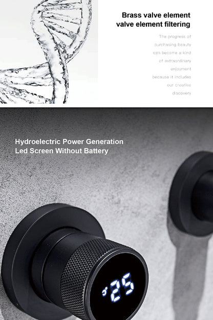 Black brass bathroom faucet Hidden intelligent digital display design Single handle 2 hole Cold & Hot dual-control basin faucet