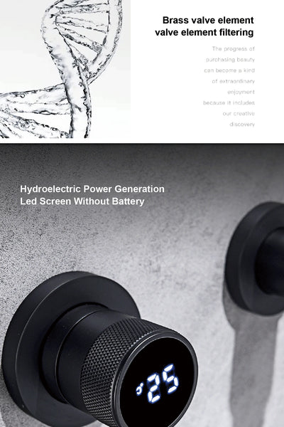 Black brass bathroom faucet Hidden intelligent digital display design Single handle 2 hole Cold & Hot dual-control basin faucet