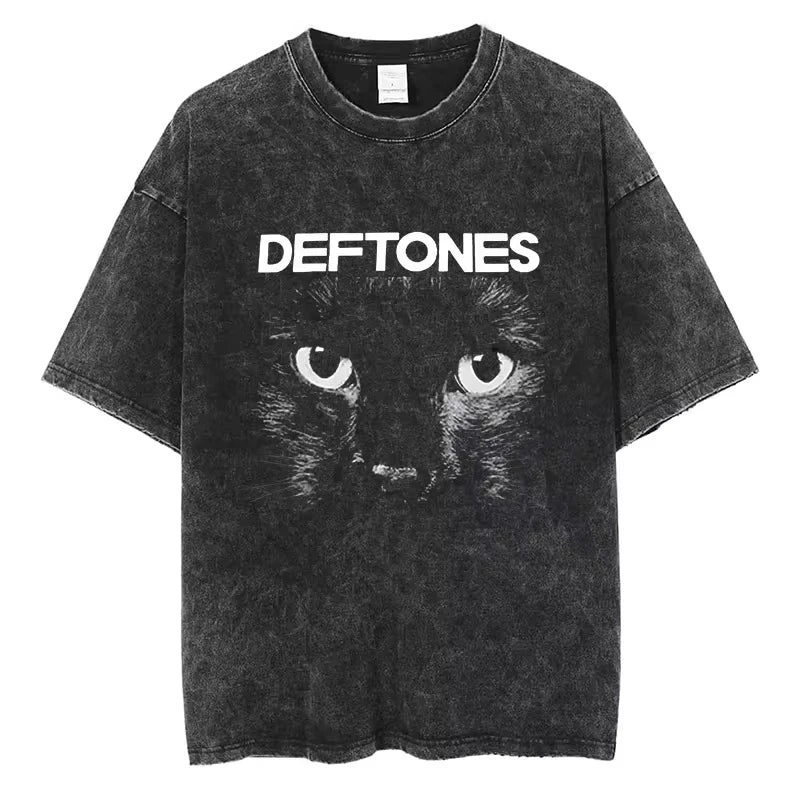 Hip Hop Deftones Men Women Plus Size Summer Washed T Shirt  Vintage Print Cotton Tshirt Fashion Design Tee Streetwear Unisex Top