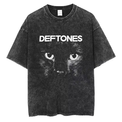 Hip Hop Deftones Men Women Plus Size Summer Washed T Shirt  Vintage Print Cotton Tshirt Fashion Design Tee Streetwear Unisex Top