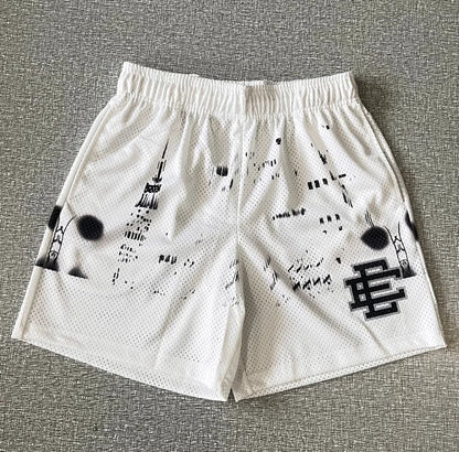 2025 New Summer EE Eric Emanuel  Basic Mesh Short Classic Floral Printed Gym Shorts Men's Gym Basketball Sports Beach Shorts