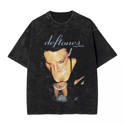 Hip Hop Deftones Men Women Plus Size Summer Washed T Shirt  Vintage Print Cotton Tshirt Fashion Design Tee Streetwear Unisex Top