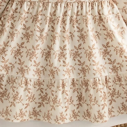 2025 Autumn Spring Newborn Baby Girl Princess Dress Fake Two Piece Long Sleeve Dress with Bow Floral Pattern For 1-3Y