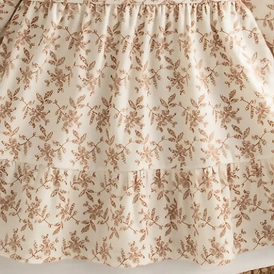 2025 Autumn Spring Newborn Baby Girl Princess Dress Fake Two Piece Long Sleeve Dress with Bow Floral Pattern For 1-3Y