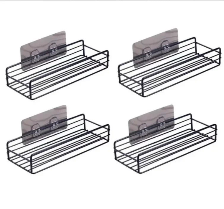 Japanese-style wrought iron bathroom shelf wall-mounted shower gel storage rack toilet free punch toiletry stand