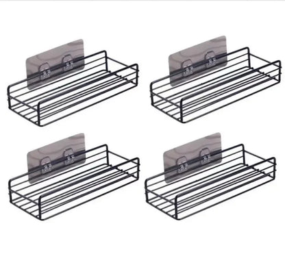 Japanese-style wrought iron bathroom shelf wall-mounted shower gel storage rack toilet free punch toiletry stand