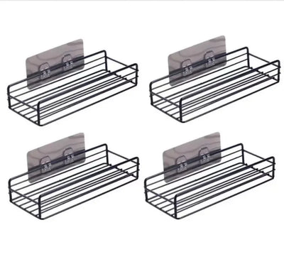 Japanese-style wrought iron bathroom shelf wall-mounted shower gel storage rack toilet free punch toiletry stand