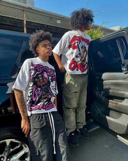 Y2K High Street Hip-hop Personalized Printed Loose Fashion T-shirt Men  American Harajuku Retro Casual Versatile Tops Women