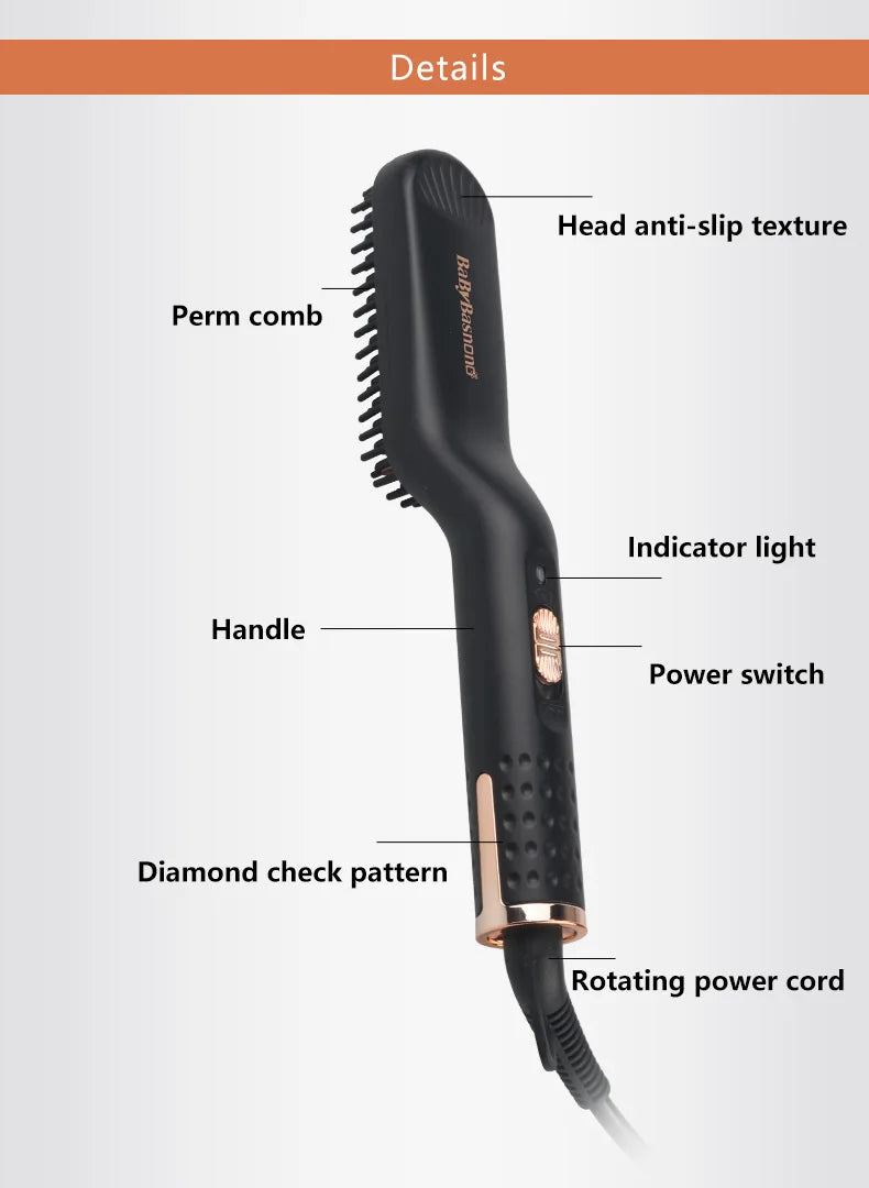 Electric Beard Heated Brush Kit Hair Straightener Straightening Men Quick Styler  Beard Comb Electric Comb For Hair
