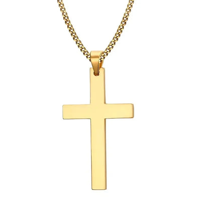 Fashion Stainless Steel Cross Pendant Necklace Unisex Punk Hip Hop Link Chain Charm Jewelry for Boys Girls Cool Gift