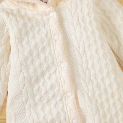 Autumn Winter Newborn Baby Romper Boys Girls Lovely Ears Hooded Long Sleeve Infant Bodysuit Warm Jumpsuit Toddler Girl Clothes