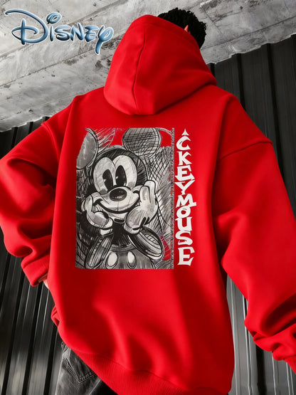 Disney Mickey Mouse Printed Men's Hoodie for Autumn and Winter, Warm and Comfortable, Fashionable and Trendy Hoodie