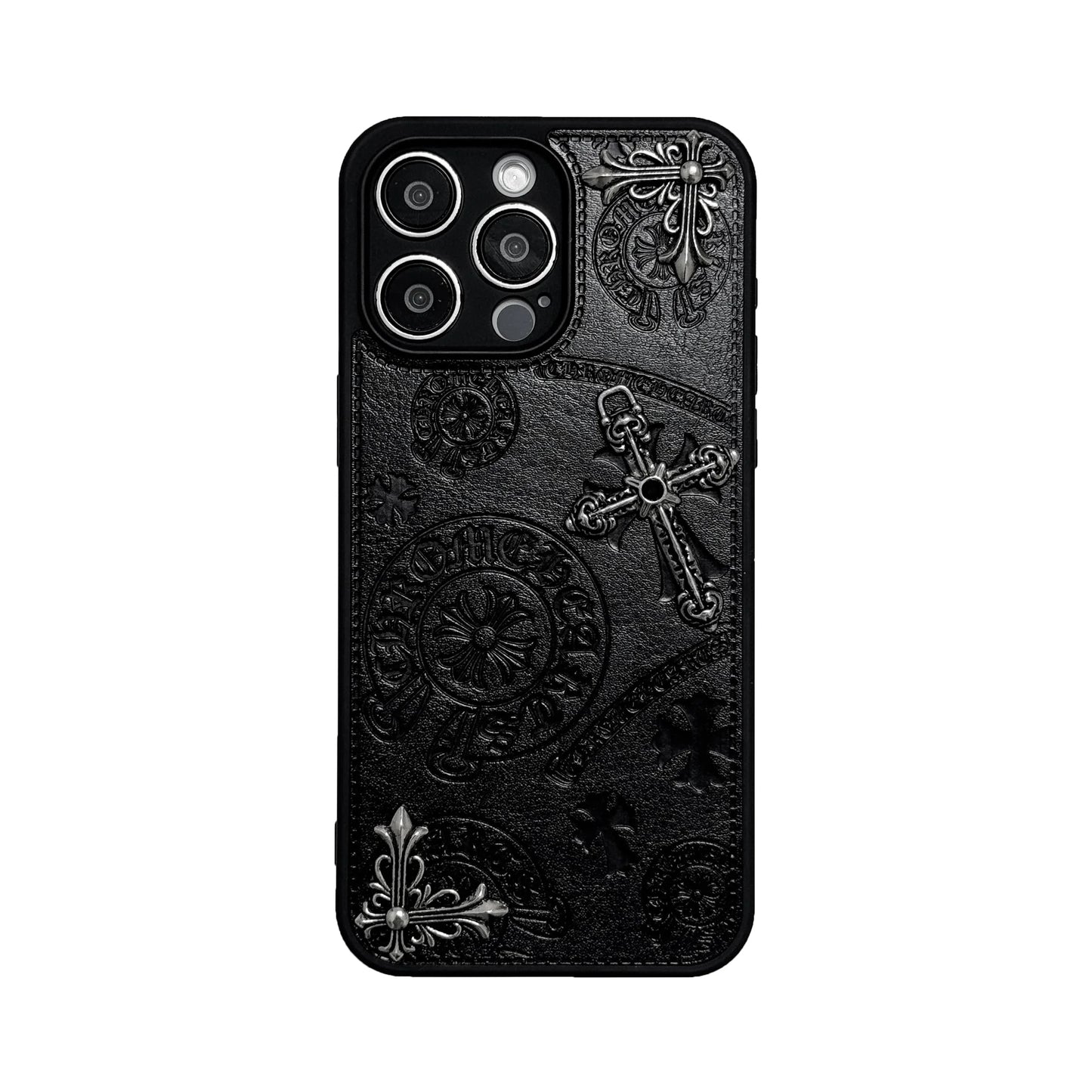 Luxurious Three-dimensional Cross Kroxin PU Leather Printed Grand Phone Case for iPhone 16 15 14 Plus 13Pro Max Protective Cover