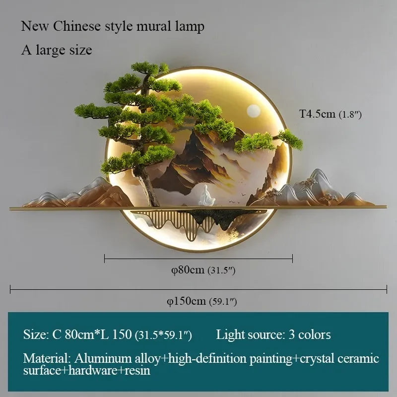 ANITA Modern LED Wall Picture Light Inside Creative Chinese Pine Landscape Mural Sconces Lamp for Home Living Bedroom Study