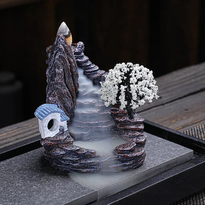 2024 Resin Reflux Incense Burner Tower Sandalwood Decoration Home Indoor Aromatherapy Mosquito Repellent Incense Burner Ornament