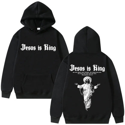 Jesus Is King Graphic Hoodie Christian Religious Clothes Men Women Fashion Gothic Rock Sweatshirt Hip Hop Oversized Streetwear