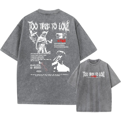 Y2k Acid Washed T Shirt Women Vintage Cotton T-shirts Harajuku Gothic Streetwear Soft Tees Girl Loose Fashion Print Tops Unisex