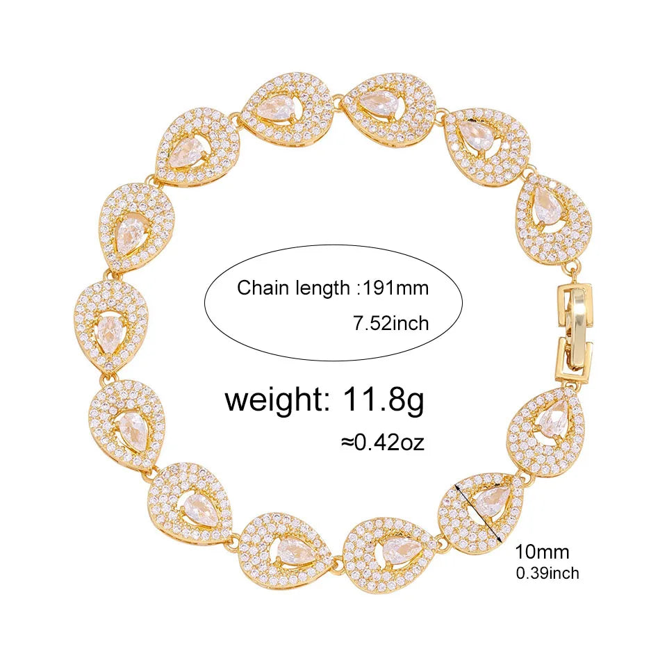 ZAKOL Classic Geometric Water Drop CZ Bracelet for Women Bridal Gorgeous Buling Zircon Party Wedding Jewelry