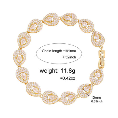 ZAKOL Classic Geometric Water Drop CZ Bracelet for Women Bridal Gorgeous Buling Zircon Party Wedding Jewelry