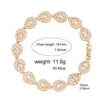 ZAKOL Classic Geometric Water Drop CZ Bracelet for Women Bridal Gorgeous Buling Zircon Party Wedding Jewelry
