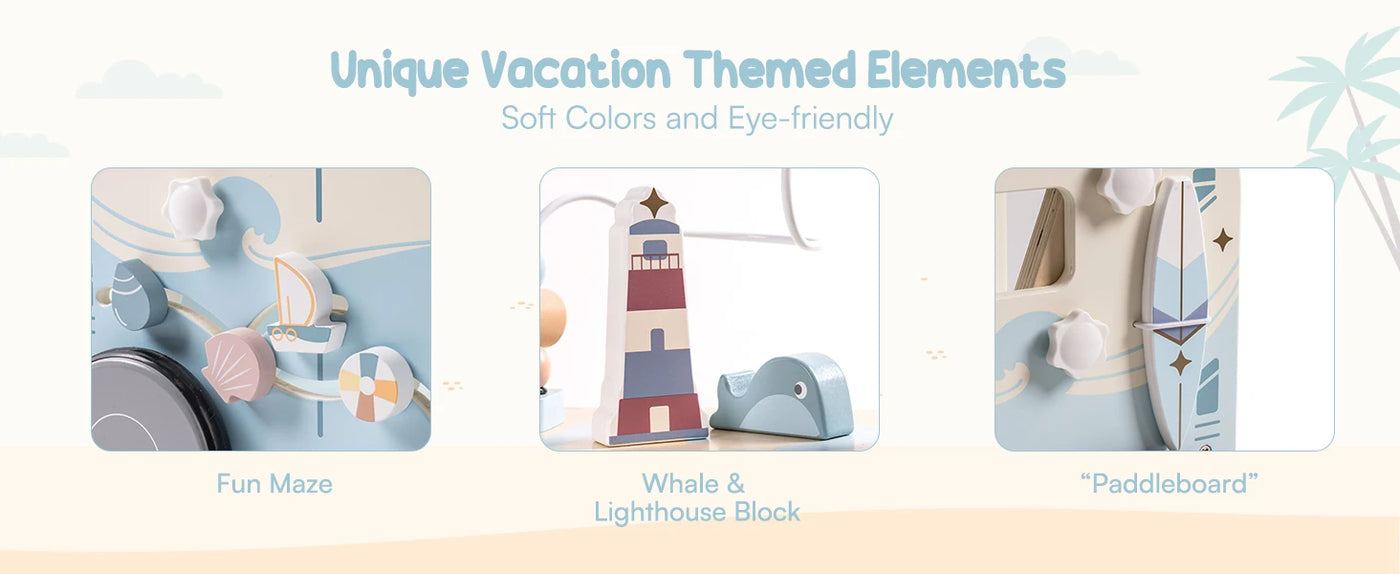 Robotime Robud Wooden Baby Walker Baby Push Along Activity Walkers with Wheels Multifunctional Baby Walker Gift for Boy Grils