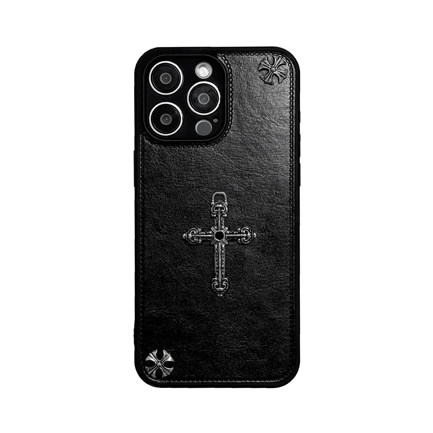 Luxurious Three-dimensional Cross Kroxin PU Leather Printed Grand Phone Case for iPhone 16 15 14 Plus 13Pro Max Protective Cover