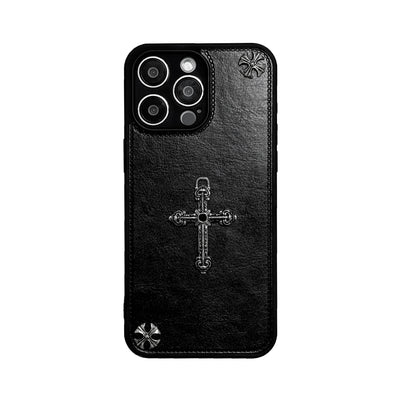 Luxurious Three-dimensional Cross Kroxin PU Leather Printed Grand Phone Case for iPhone 16 15 14 Plus 13Pro Max Protective Cover