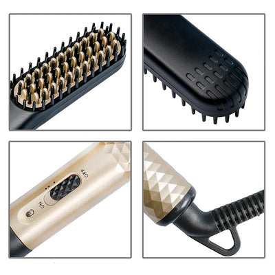 Electric Beard Heated Brush Kit Hair Straightener Straightening Men Quick Styler  Beard Comb Electric Comb For Hair