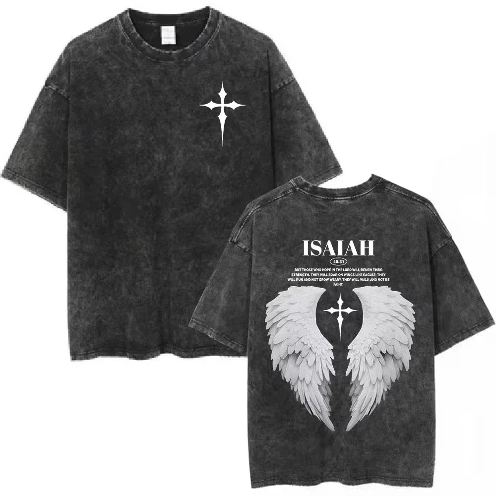 Salvation Jesus Paid It All Vintage Washed T Shirts Christian Bible Verse T-shirts Men Women Fashion Oversized Cotton Tshirts
