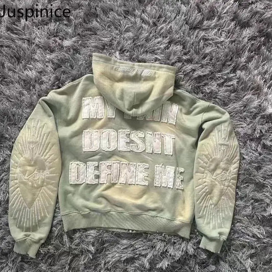 Juspinice Korean Fashion New Printed Hoodie Short Hoodie 2025 New Versatile Zipper Cardigan Jacket Male Clothing