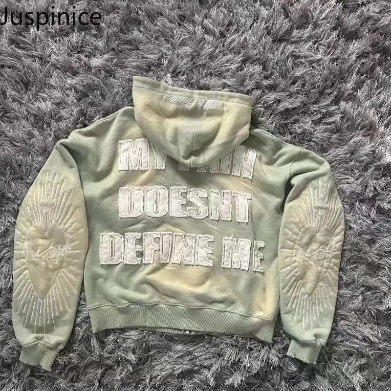 Juspinice Korean Fashion New Printed Hoodie Short Hoodie 2025 New Versatile Zipper Cardigan Jacket Male Clothing