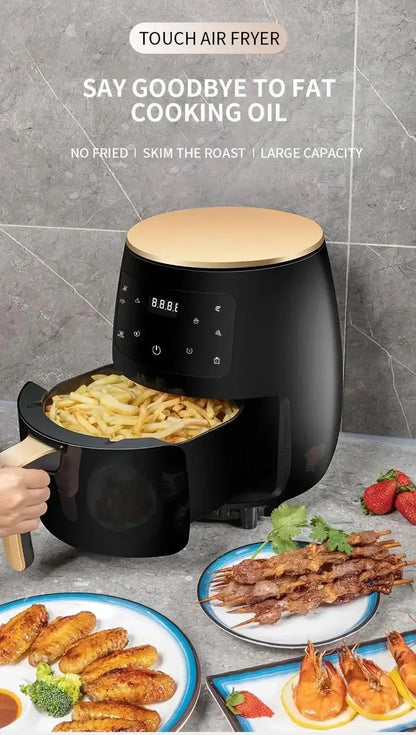 6L Large Capacity Digital Touch Air Fryer Multi Use Non Stick Energy Saving Easy Clean Oven For Household Kitchen Cooking