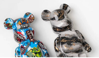 27cm/10Inches Graffiti Bear Figurine Home Decor Animal Abstract Ornament Storage Money Jar Modern Room Sculpture Table Decor