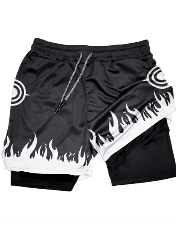 3D Print Anime Shorts Men Bilayer 2-In-1 Sports Shorts Fitness Basketball Shorts,Double-Layer Design Quick-Drying And Breathable