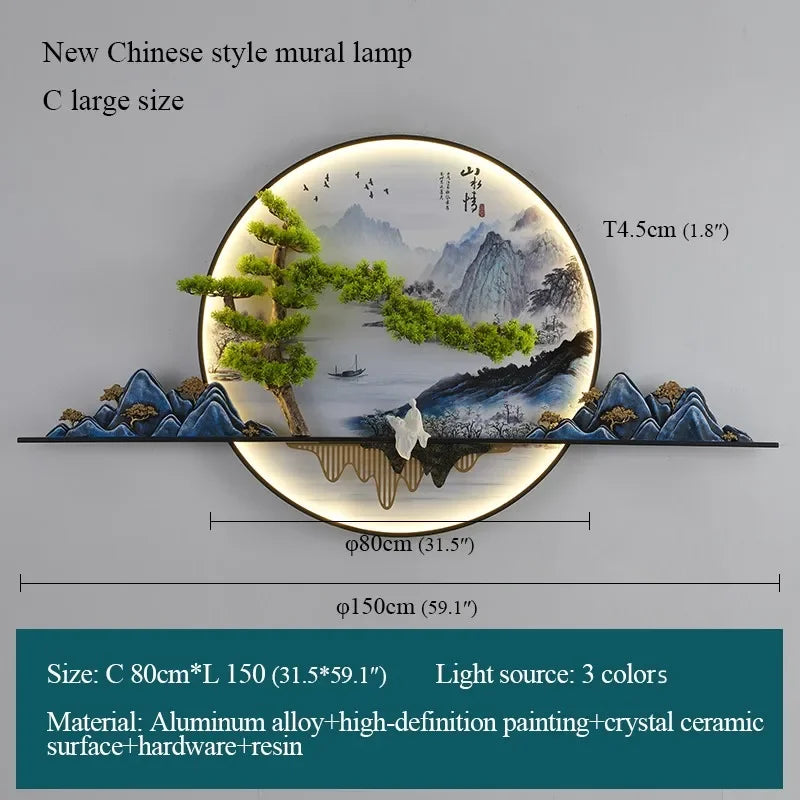 ANITA Modern LED Wall Picture Light Inside Creative Chinese Pine Landscape Mural Sconces Lamp for Home Living Bedroom Study