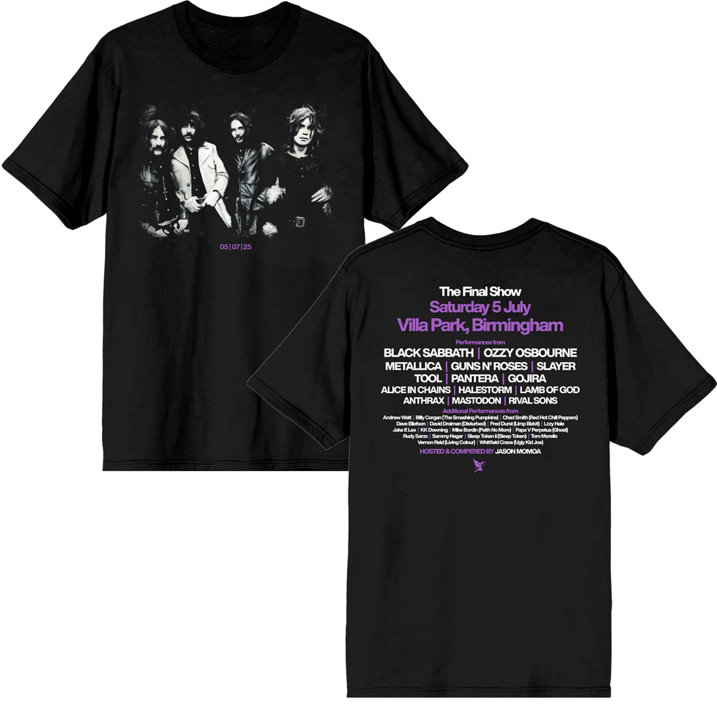 Black Sabbath and Ozzy Osbourne Back To The Beginning Merch Event Tee with Lineup Two Sided T-Shirt Ins Y2k New Brand New Style