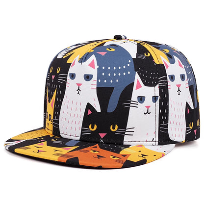 2025 Personalized New Flat brimmed Hat Printed Animal Street Hip Hop Hat Skateboarding Hat Leisure Sunshade Baseball Hat Unisex