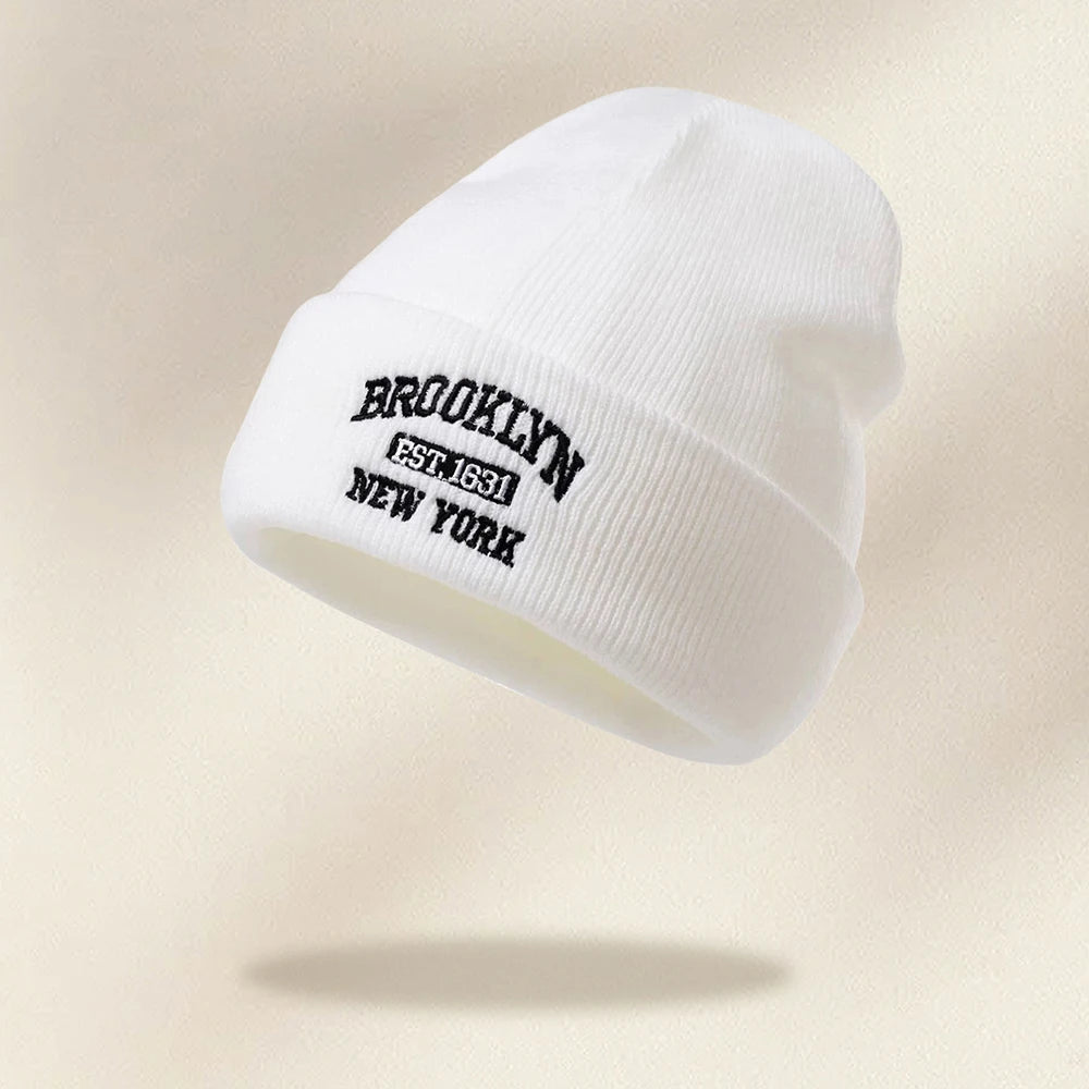 1PCS Men's Autumn/Winter Fashion Versatile Warm Hat Acrylic Letter Embroidered Knitted Hat Comfortable Hip Hop Hat