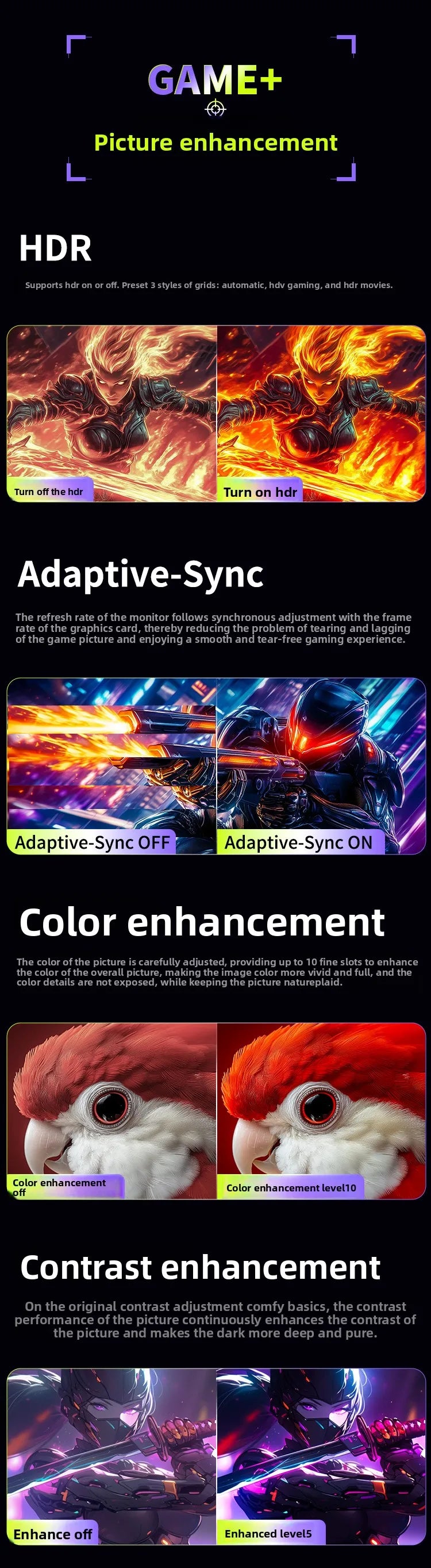 TITAN ARMY 24.5 inch Fast IPS Gaming Monitor 260Hz Hardware Low Blue Light HDR Wide Color Gamut Native 240Hz Display