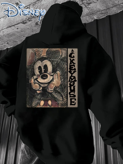 Disney Mickey Mouse Printed Men's Hoodie for Autumn and Winter, Warm and Comfortable, Fashionable and Trendy Hoodie