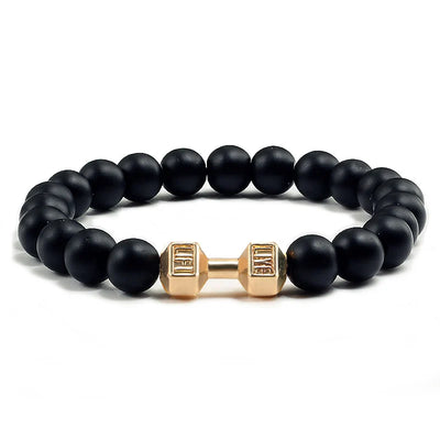 Gym Dumbbells Beads Bracelet Natural Stone Barbell Energy Weights Bracelets for Women Men Couple Pulsera Wristband Jewelry Gift