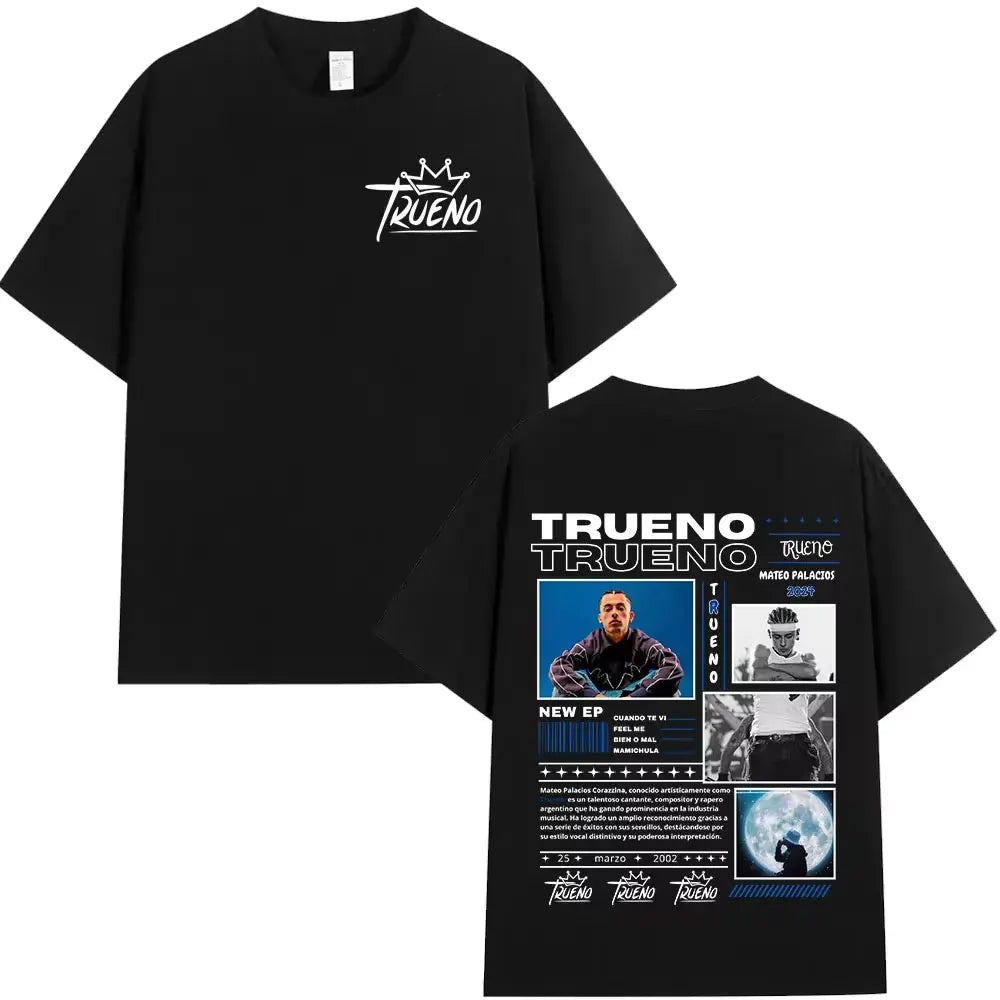 Rapper Trueno Album Tour Merch T-shirt Men Women Clothes Fashion Short Sleeve Tee Shirt Streetwear Cotton Loose T-shirts Unisex