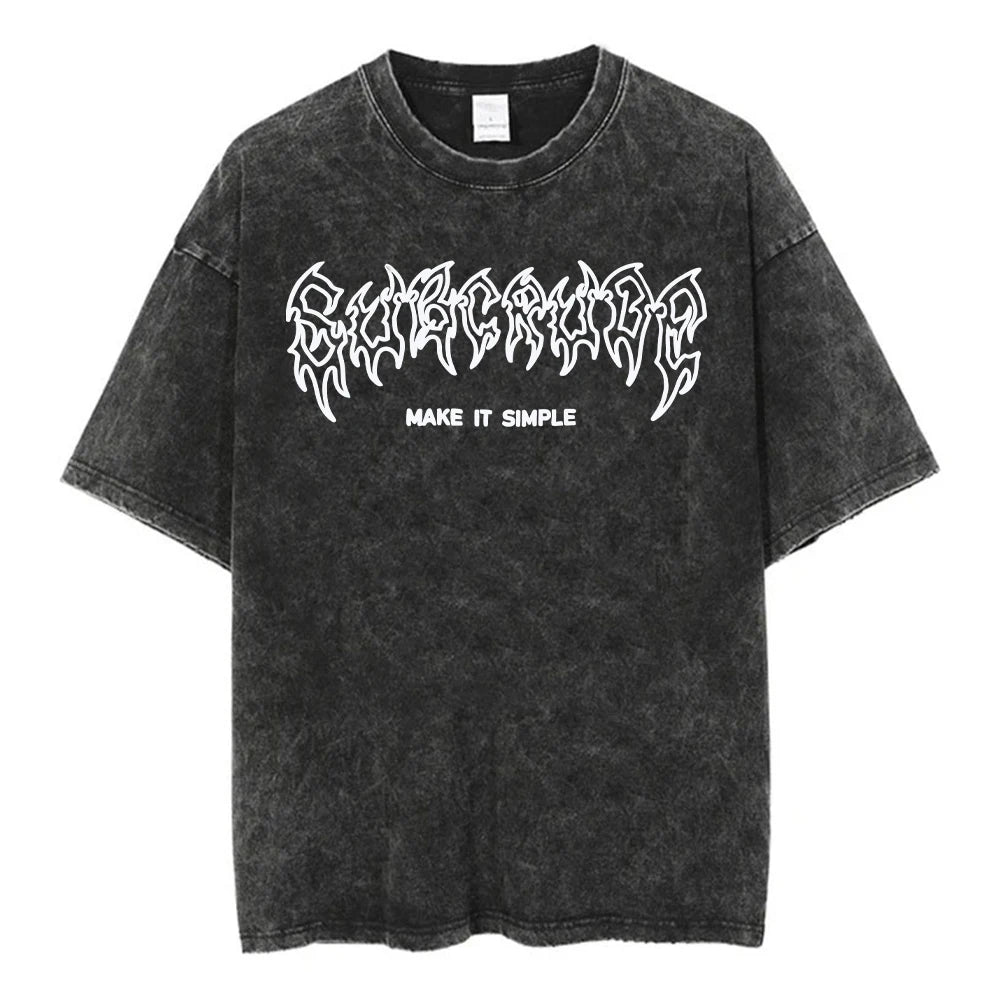 Y2k Acid Washed T Shirt Women Vintage Cotton T-shirts Harajuku Gothic Streetwear Soft Tees Girl Loose Fashion Print Tops Unisex