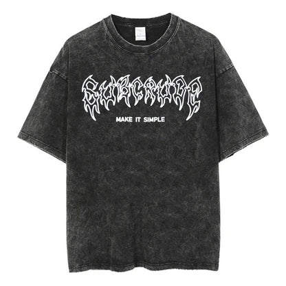 Y2k Acid Washed T Shirt Women Vintage Cotton T-shirts Harajuku Gothic Streetwear Soft Tees Girl Loose Fashion Print Tops Unisex