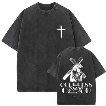 Christian Religious Jesus Forgive Them Father Vintage Washed Y2k Tshirt Men Clothing New in Top & Tees Mens T-Shirt 61327
